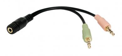 Logilink® Audio Klinken Adapter, 4-polig, 3,5 mm Klinken Bu.auf 2x 3,5 mm St. 