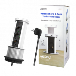 Steckdosenleiste 3-fach, Pop-Up, 3x CEE 7/3, silber/schwarz  