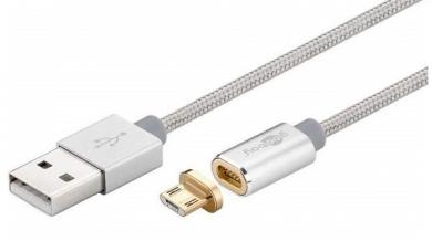 USB Datenkabel mit magnetischem Micro-USB Adapter Silber 