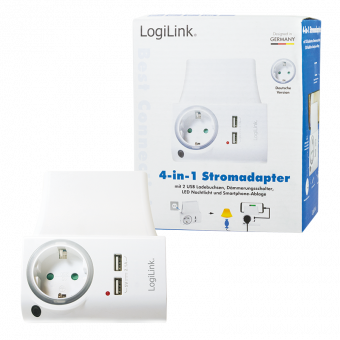LogiLink® USB Steckdosenadapter 2x USB-Port mit Ladeschale 